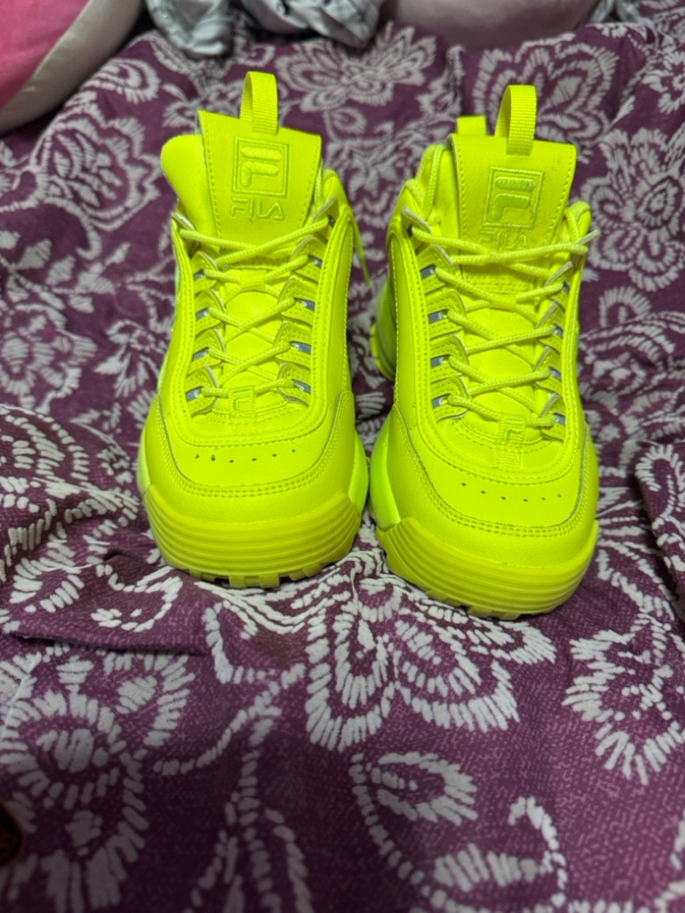 Fila women’s Neon Yellow Platform Sneakers